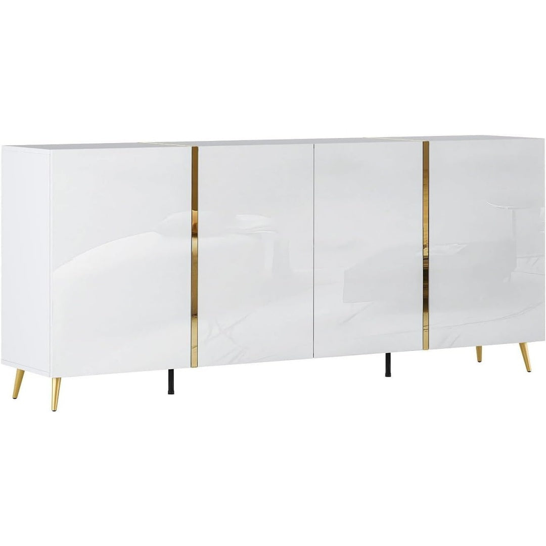 Pour un interieur harmonieux, buffet avec portes, a l'aspect bois en finition blanc et bois naturel