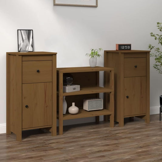 Une touche de caractere, buffet a l'aspect bois, aux lignes contemporaines dans un ton marron et naturel