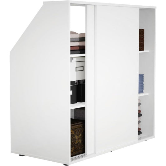Le charme du rangement avec ce armoire aux lignes soignees, coloris blanc
