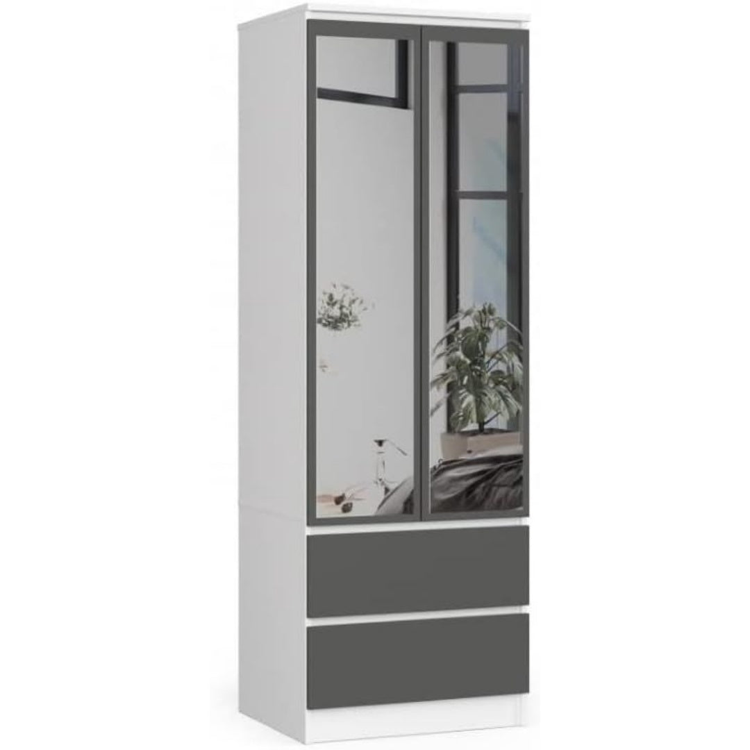 Une silhouette equilibree pour ce commode avec tiroirs, avec portes, teinte blanc et gris