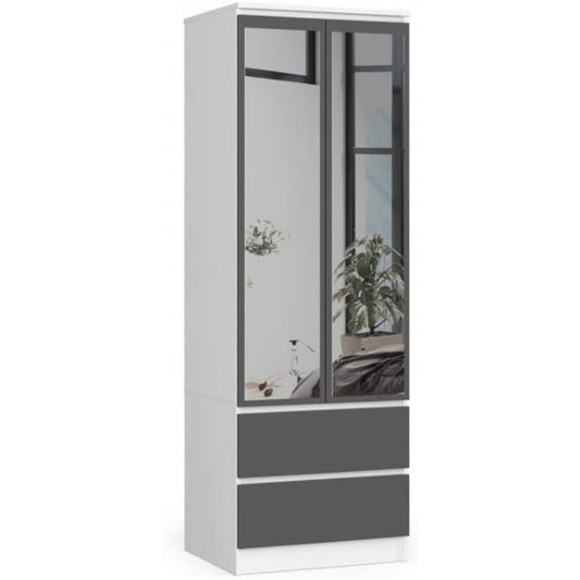 Une silhouette equilibree pour ce commode avec tiroirs, avec portes, teinte blanc et gris