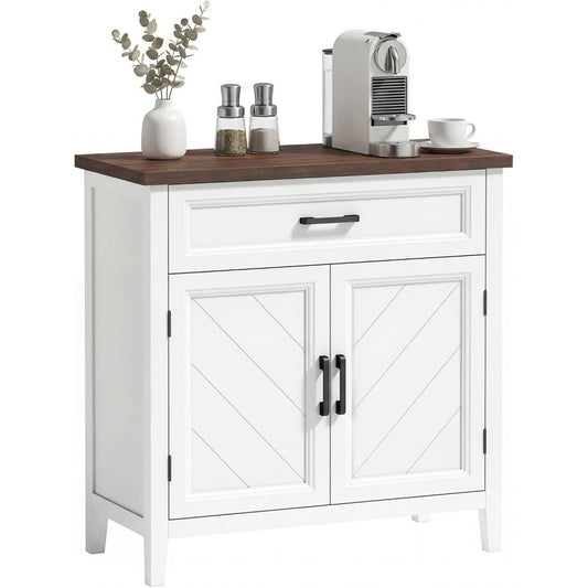 Pour un interieur harmonieux, buffet avec tiroirs, avec portes en finition blanc et noir