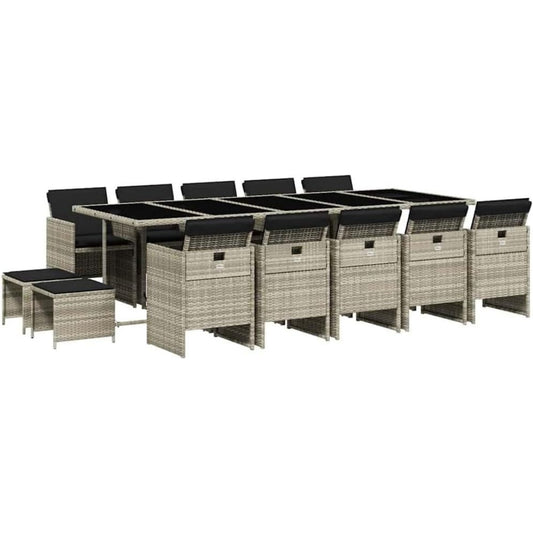 Le charme du rangement avec ce table avec details en rotin, coloris gris et naturel