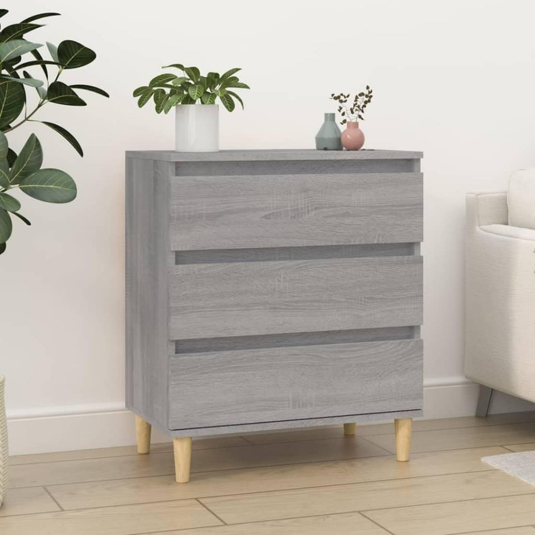 Le charme du rangement avec ce buffet avec tiroirs, a l'aspect bois, coloris gris et naturel