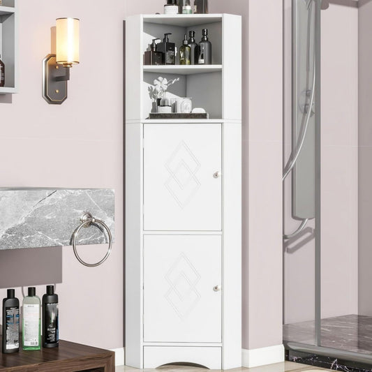 Le charme du rangement avec ce buffet avec portes, avec etageres, coloris blanc et naturel