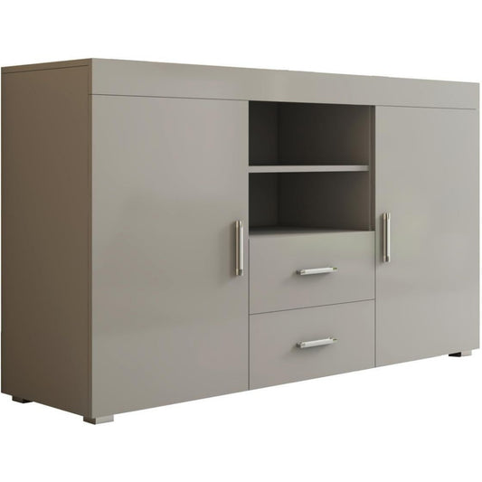 Le charme du rangement avec ce buffet avec tiroirs, avec portes, coloris gris et vert