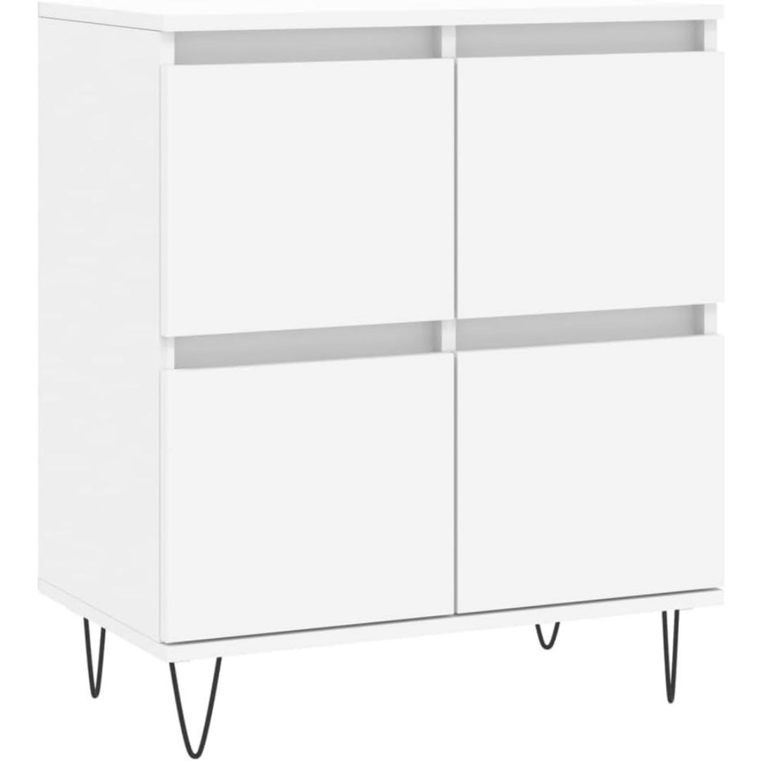 Le charme du rangement avec ce buffet a l'aspect bois, coloris blanc et bois naturel