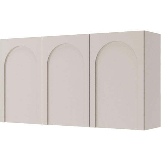 Pour un interieur harmonieux, buffet avec portes, aux lignes contemporaines en finition gris et beige