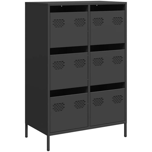 Pour un interieur harmonieux, buffet avec tiroirs, avec etageres en finition noir