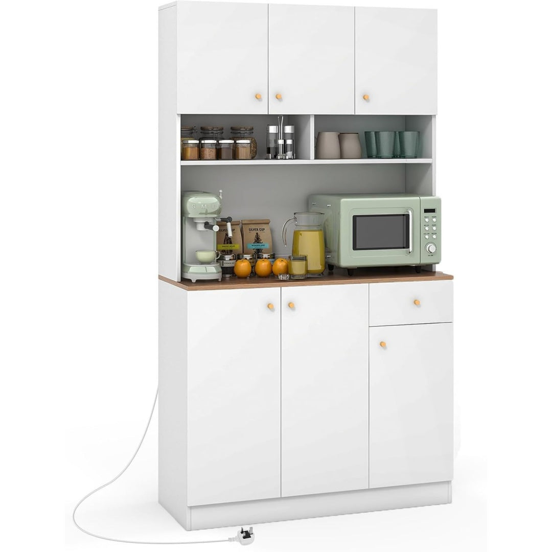Une silhouette equilibree pour ce buffet avec tiroirs, avec portes, teinte blanc et vert