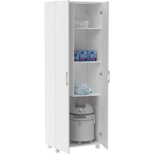 Un espace mieux organise grace a ce armoire avec portes, finition blanc