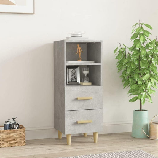 Une touche de caractere, buffet avec tiroirs, avec etageres dans un ton gris et bois naturel
