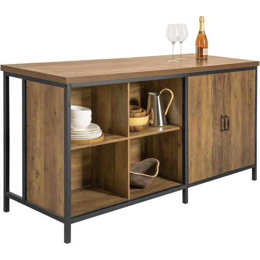 Un espace mieux organise grace a ce buffet avec portes, finition noir et marron