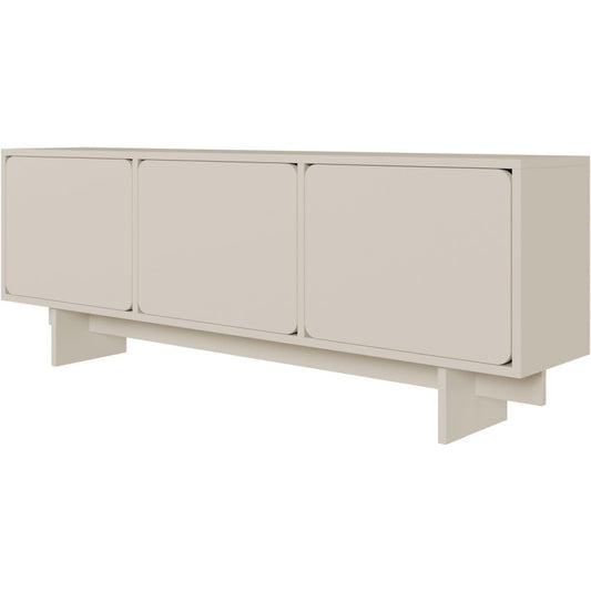 Une silhouette equilibree pour ce armoire avec portes, aux lignes contemporaines, teinte gris et beige