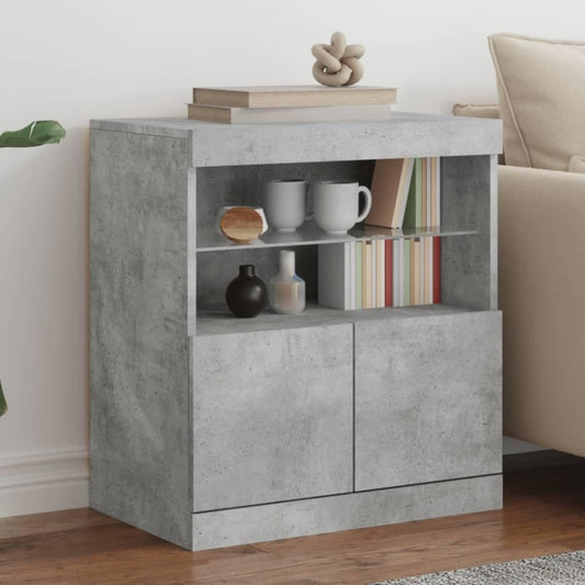 Une touche de caractere, buffet avec portes, a l'aspect bois dans un ton gris et bois naturel