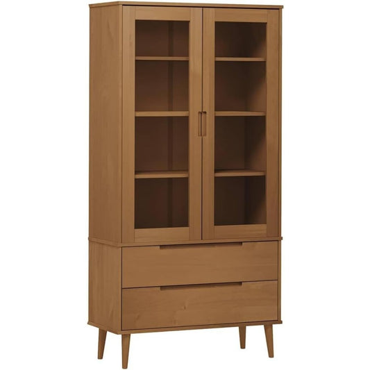 Pour un interieur harmonieux, commode avec tiroirs, avec portes en finition marron et naturel