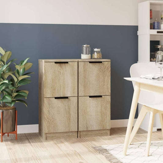 Le charme du rangement avec ce buffet avec portes, avec etageres, coloris chene et bois naturel