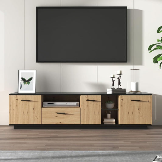 Pour un interieur harmonieux, commode avec tiroirs, avec portes en finition noir et naturel