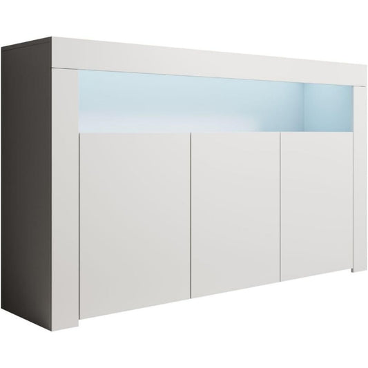 Une touche de caractere, buffet avec portes, aux lignes contemporaines dans un ton blanc et bleu
