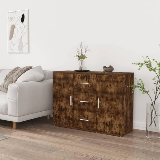Un espace mieux organise grace a ce buffet avec tiroirs, avec portes, finition chene et bois naturel