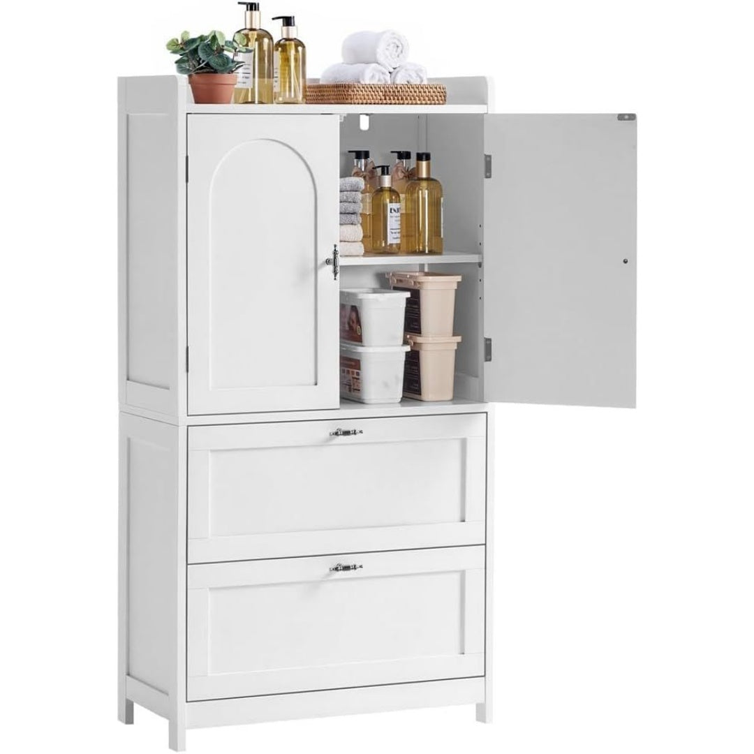 Le charme du rangement avec ce commode avec tiroirs, avec portes, coloris blanc