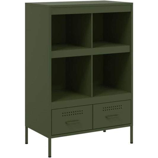 Une touche de caractere, buffet avec portes, aux accents metalliques dans un ton vert
