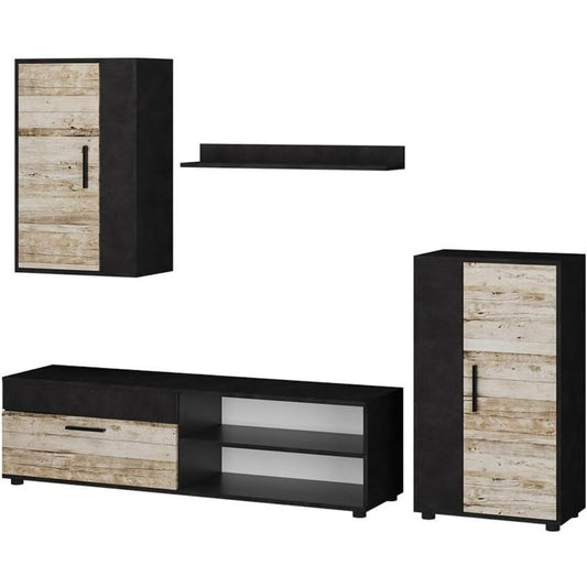 Une silhouette equilibree pour ce bibliotheque avec etageres, teinte beige et vert