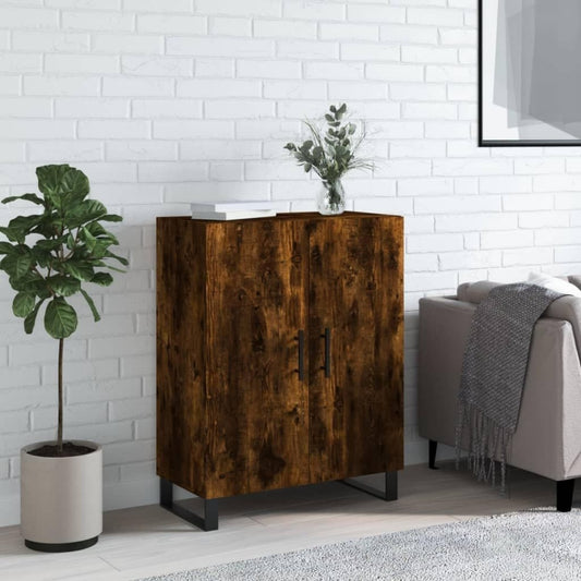Le charme du rangement avec ce buffet aux accents metalliques, a l'aspect bois, coloris chene et bois naturel