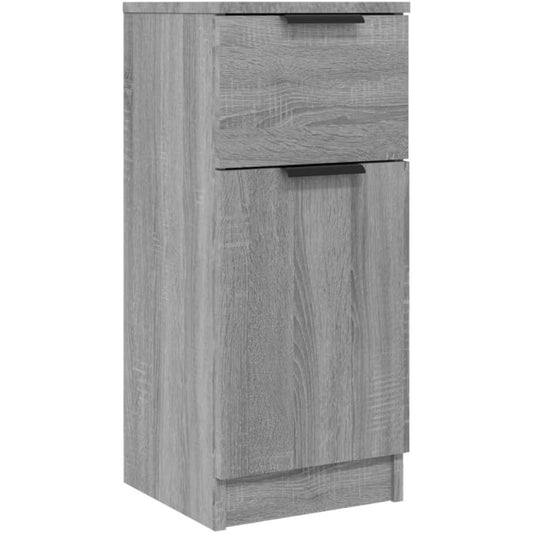 Une silhouette equilibree pour ce buffet avec tiroirs, avec portes, teinte gris et bois naturel